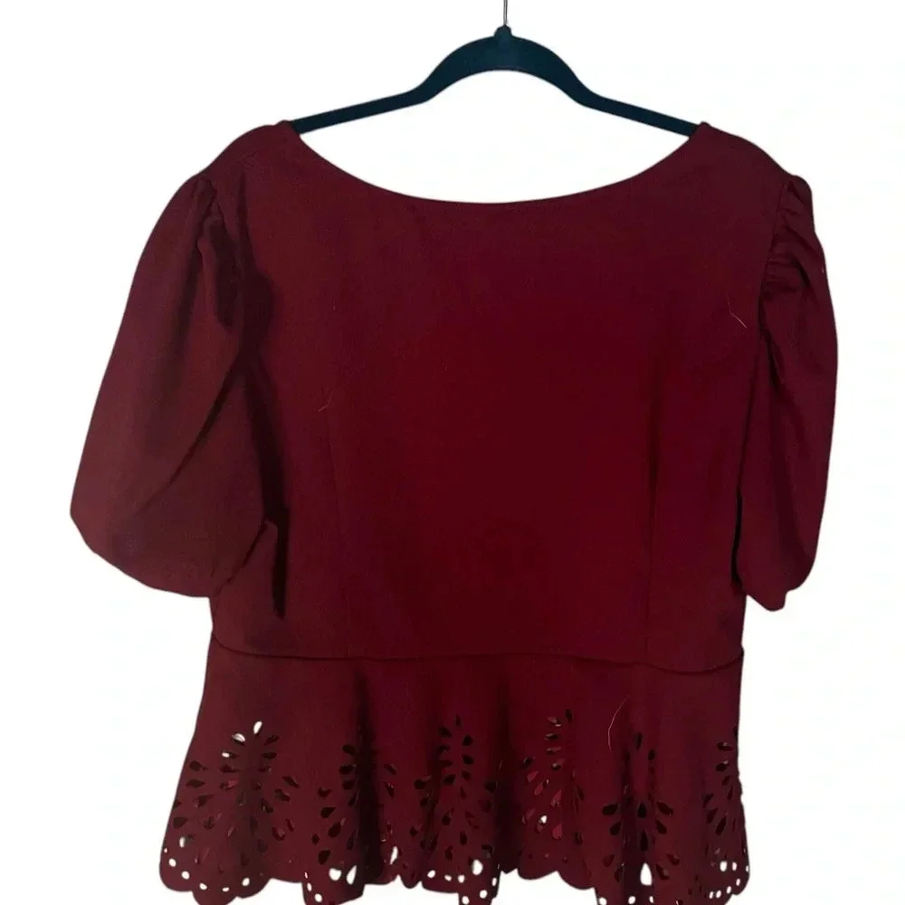 Shein Burgundy cropped blouse (F17) - Picture 5 of 7
